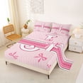 thumbnail image 2 of Manfei Letter J Monogrammed Cute Bow Knot Queen Sheet Sets 4 Pieces for Teens Girls,Dreamy Polka Dots Lines Bed Set,Ultra Soft Home Decor, 2 of 5