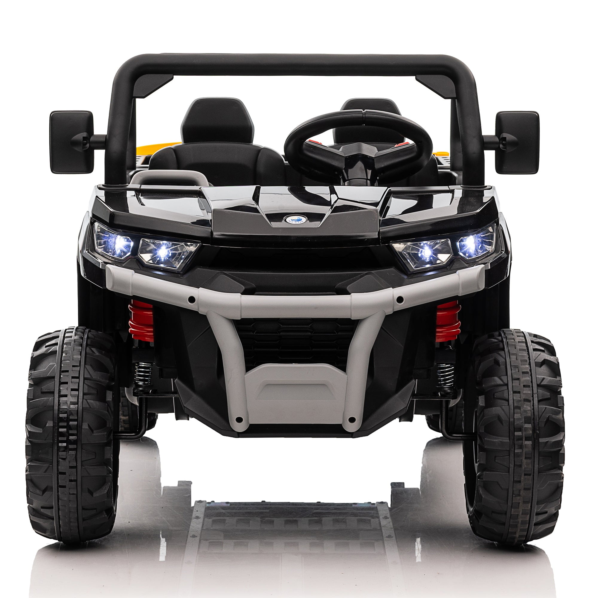 Joyracer 24 Volt Ride on Toys, 4WD Ride on Dump Truck for Kids, 2 Seater Ride on Car with Remote, Electric Power Car Wheels Toys with Trailer & Shovel, MP3/Bluetooth Music, Black