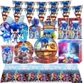 thumbnail image 2 of Decoraciones para fiestas de Sonic the Hedgehog Globos Vajilla de papel Vasos Platos Mantel para cumpleaños de niños Suministros para baby shower, 2 of 5