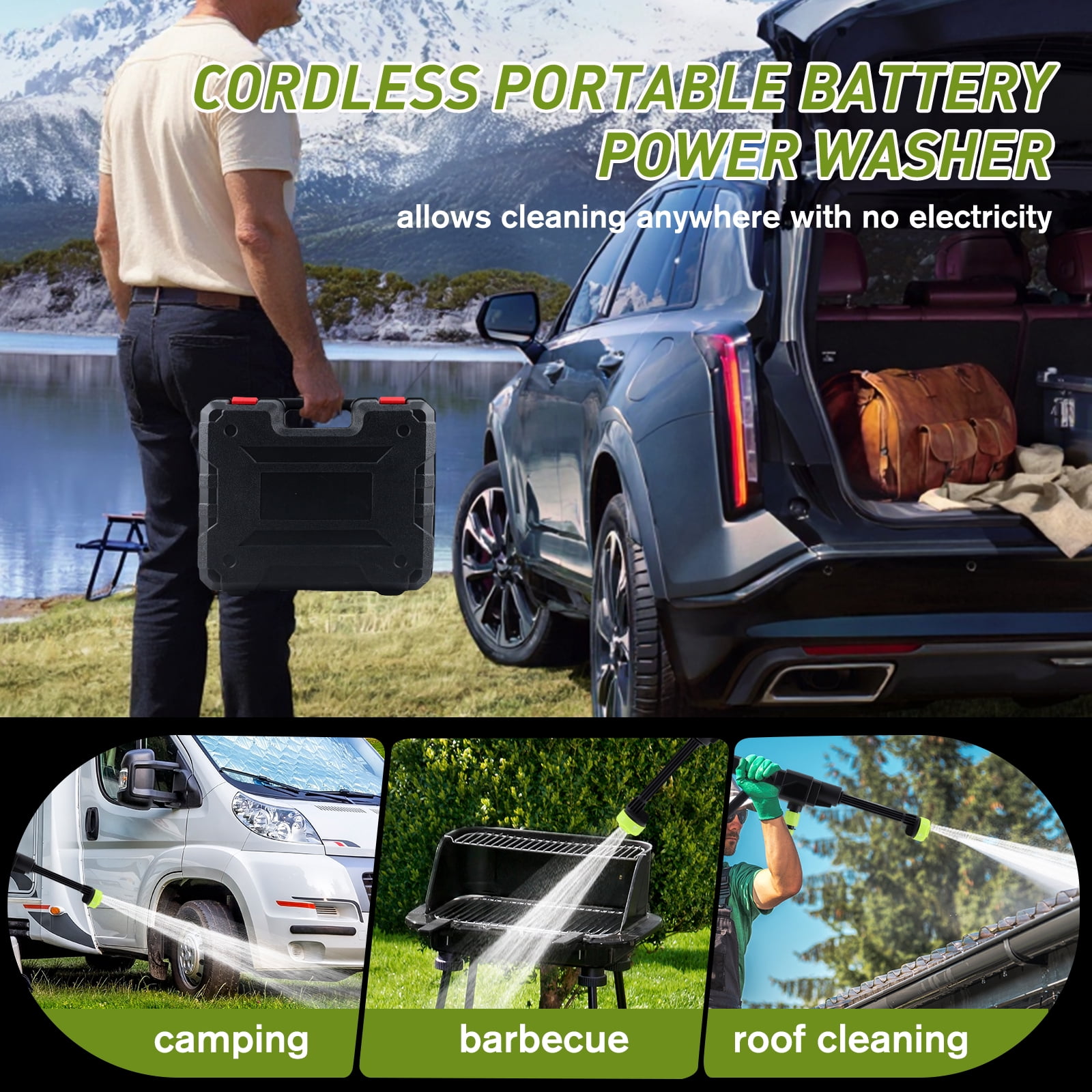 Cordless Pressure Washer,1200PSI Battery Powered with Foam Cannon, 6-in-1 Nozzle, Portable Power Washer for Car, Patio, Home & Garden Cleaning