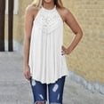 thumbnail image 2 of Ichuanyi Women's Summer Halter Spaghetti Strap Lace Hollow Flowy Tank Tops Cami Shirts Pleated Blouse T-Shirt Sleeveless Vest, 2 of 7