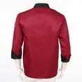 thumbnail image 4 of IEFIEL Mens Chef Shirt Kitchen Work Uniform Chef Cook Coat Hotel Jacket Canteen Cake Shop Costume Red XL, 4 of 7