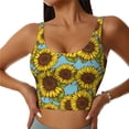 thumbnail image 1 of Fotbe Sunflowers Sujetador Deportivo Largo sin Aros para Mujer con Almohadillas y Soporte Medio, Transpirable y Absorbente, Camiseta Tipo Chaleco o Tank Top-Medium, 1 of 8
