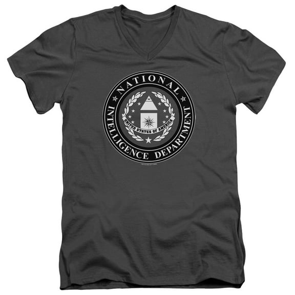 Sg1 Nid Logo Adult V-Neck T-Shirt Charcoal