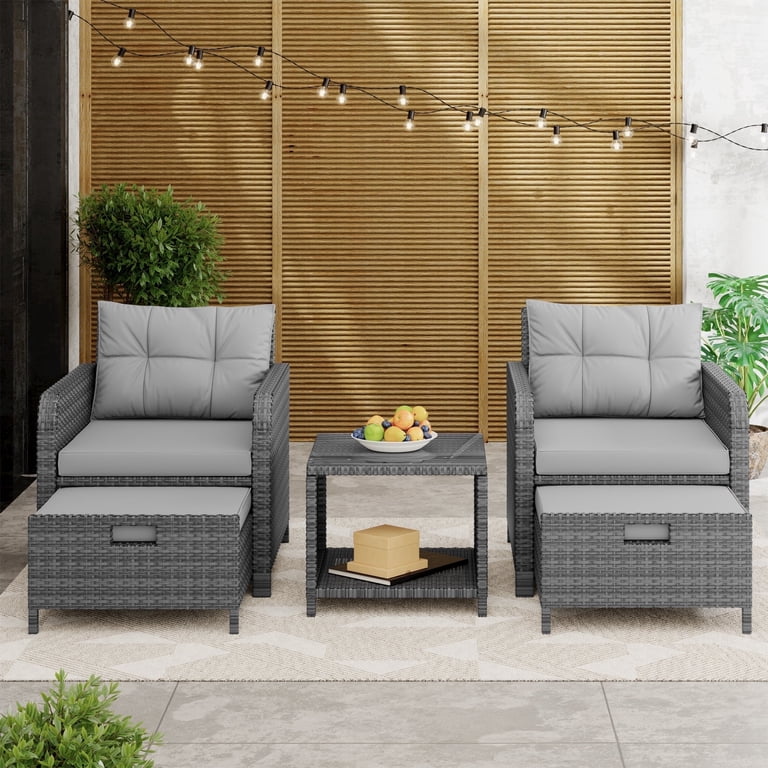 BiFanuo Balcony Furniture 5 Piece Outdoor Patio Conversation Set