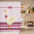 thumbnail image 2 of Erosebridal Goose Shower Curtain 72Wx78L for Girls, Pink Bow Stripes Waterproof Bath Curtain, 2 of 5