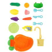 HTCM Play Kitchen Sink Toy Pretend Play Kitchen Sink Toy Set Dishwasher Playing Sink Set Toy for Girl Role Play Sink Toy Kitchen Toy Orange