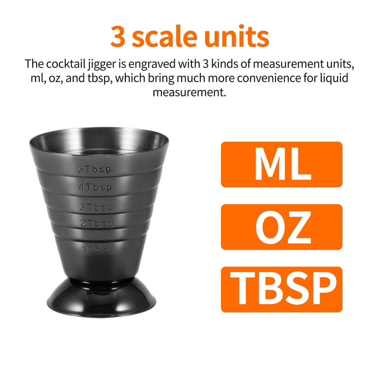 Measuring Cup 3 Measurement Units 75ml 2.5oz 5Tbsp Cocktail Jigger 304  Stainless Steel Polished Fashion Spirit Measure Cups 90ml Easy to Clean  Graduated Cup for Liquid 