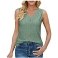 thumbnail image 2 of QUINDOS Tank Tops for Women under $5 Green Basic Summer Fashion Printed T-shirt Sleeveless Blouse Round Neck Casual Womens Camisoles Plus Size, 2 of 4