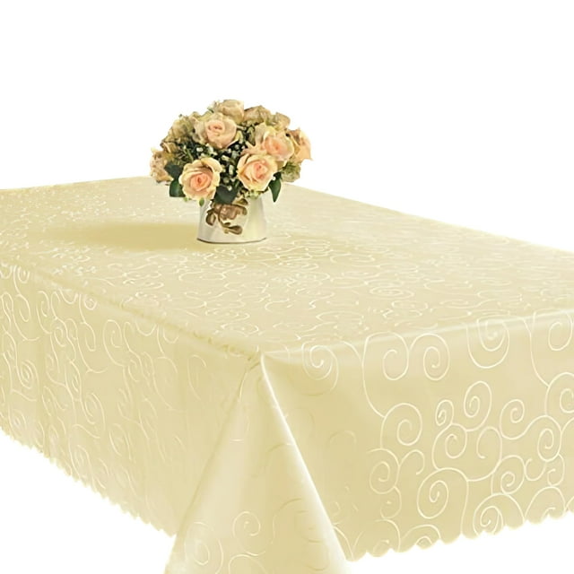 EcoSol Designs - Nappe en Microfibre Damassée Imperméable et Résistante aux Taches, Sans Plis, Ovale Ou Rectangulaire, Polyvalente et Fonctionnelle, Design Tourbillons, 60 x 102 Pouces