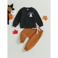 thumbnail image 2 of Wassery Toddler Baby Girls Halloween Outfits Set Long Sleeve Ghost Print Sweatshirt Elastic Waist Pants 6M 12M 18M 2T 3T Infant 2Pcs Autumn Winter Halloween Clothes, 2 of 9