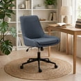 thumbnail image 3 of Linen Fabric Home Office Task Chair, Armless Vanity Chair With Wheels, Swivel Adjustable Seat Height Desk Chair with Rocking Function for Bedroom, Living Room or Study Dark Gray, 3 of 12