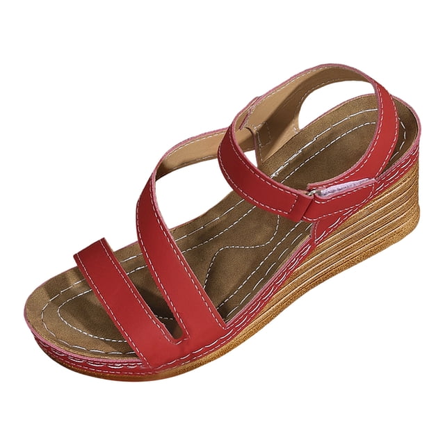 DAFEI Sandales Femmes Habillées à Plateforme Compensée Sandales Légères d'Été à Bride Sandales Décontractées de Vacances Augmenter la Hauteur Chaussures Rétro de Villégiature
