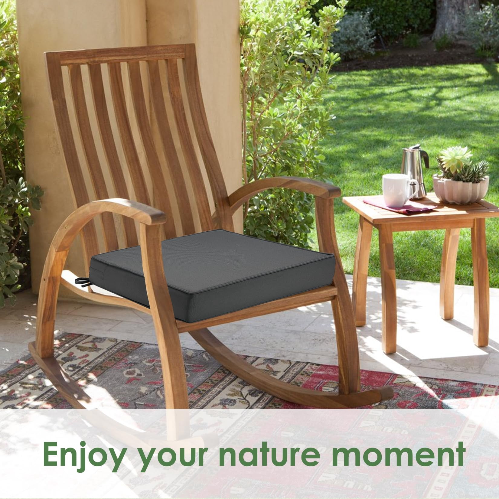 Patio Chair Cushions for Outdoor Furniture 22x22x4 Inch Set of 2, Waterproof Outdoor Seat Cushions, Garden Sofa Couch Thicked Chair Cushions with Ties