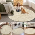 thumbnail image 5 of Beige Flowers Round Area Rug 4Ft Washable Circle Rugs for Bedroom Dining Room, Spring Floral Farmhouse Retro Art Non-Slip Carpet Floor Mats Indoor Outdoor Carpet Runner Aesthetic Home Decor, 5 of 8
