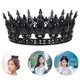 thumbnail image 3 of Coronas barrocas, corona de reina, tiara gótica, coronas de cristal, tiara de princesa, tiara vintage para mujeres y niñas, disfraz de Halloween, fiesta de graduación, color negro, 3 of 7