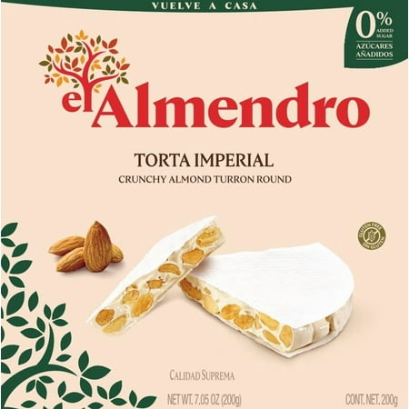 El Almendro Crunchy Almond Turron Torta Imperial, No Sugar Added, 7.05 oz Box