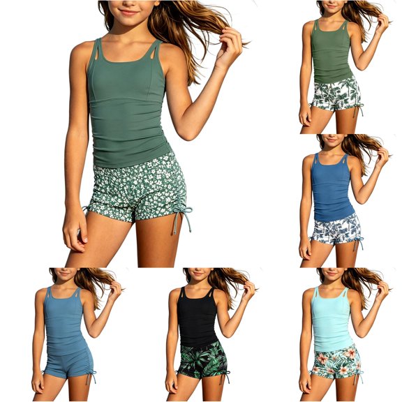 Teen Swimsuit Swimsuit With Shorts Bathing Suit 2 Piece Toddler Bathing Suit Girls Bathing Suits Size 13-14 Years