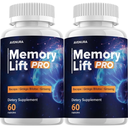 Memory Lift Pro Brain Supplement Capsules – MemoryLift Pro All Natural Memory Focus Pills, 2 Pack, 120 Capsules