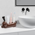 thumbnail image 5 of Ceramic Toothbrush Holders, Cat Toothbrush Holders, Bathroom Organizer for Bathroom Vanity and Countertops Decor, 10.23x4.72x4.72in, Coffee, 5 of 6