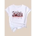 thumbnail image 3 of T-Shirt de Mode Halloween pour Femmes - Imprimé Rouge Vibrant, Col Rond Décontracté Manches Courtes, Polyester, Lavable en Machine, Noir, Haut de Mode, 3 of 7
