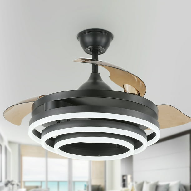 Oaks Aura 42 Inch Retractable Dimmable LED Ceiling Fan Light Remote 3