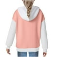 thumbnail image 6 of Favoffer Girl's Color Block Waffle Knit Hoodie Long Sleeve Crewneck Casual Sweatshirt Soft Pullover Overcoat for Daily School Travel Party 5-15Y, 6 of 7