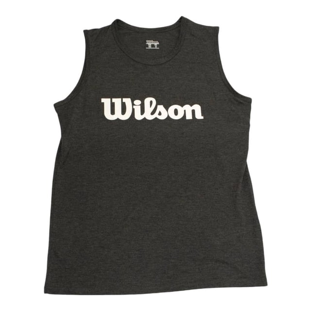 Playera Wilson para Hombre con Cuello Redondo sin Mangas con Wilson en el Pecho Negro Talla EG