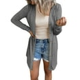 thumbnail image 1 of Manteau Extérieur Mode Couleur Unie Automne Hiver Manteau pour Dames Ouvert devant Manteau Chaud Mi-Long Cardigan Col Rond Trench Coat Manches Longues Tricoté, 1 of 6