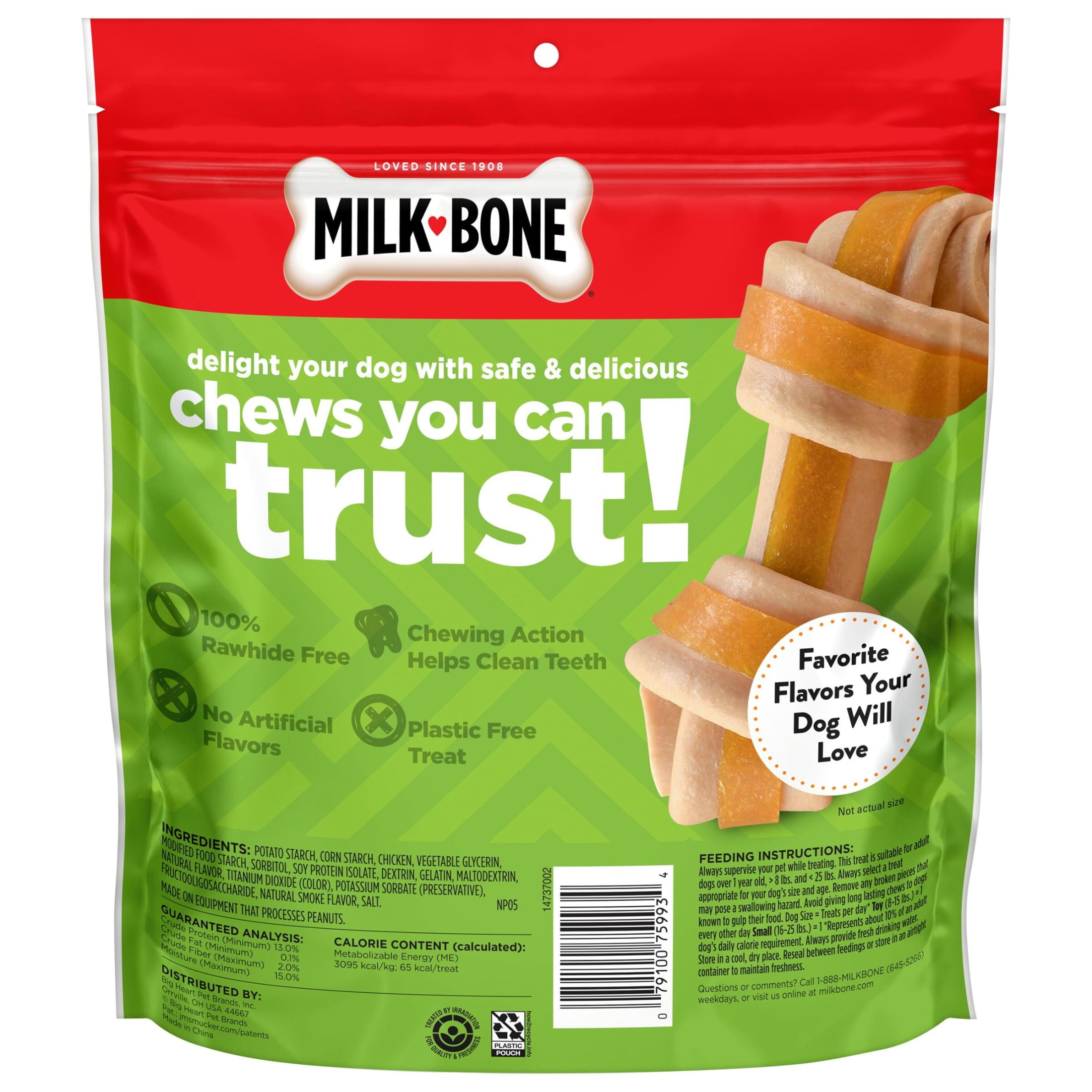 Milk Bone GnawBones Rawhide Free Dog Chews With Real Chicken, Long Lasting Mini Dog Treats, Bag of 30