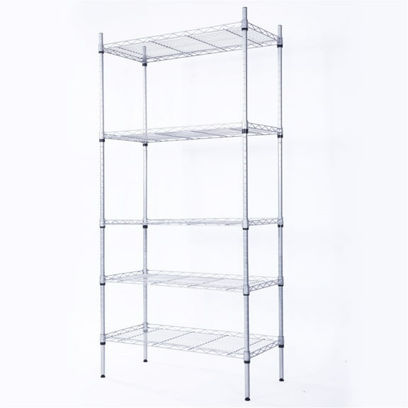 Garage Storage Shelf Metal 5-Shelf Storage Rack Silver Gray
