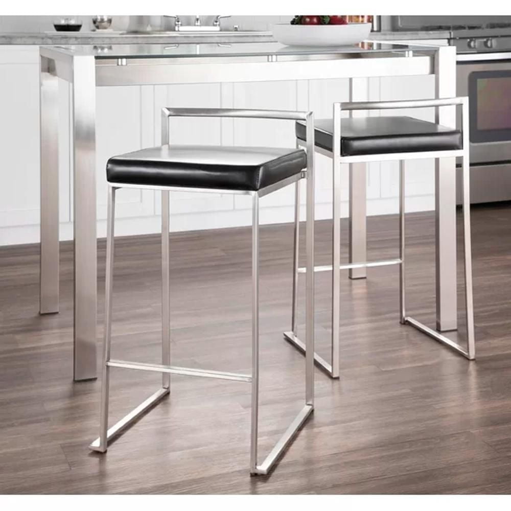 Heavenly Collection PU Stool with Stainless Steel Frame SET OF 6
