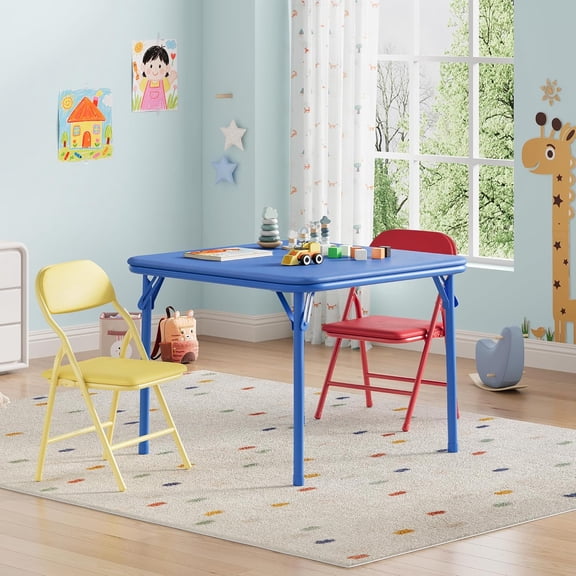3 Piece Boys Girls Table and Chairs Set, Folding Activity Table and Chairs Set for Dining Room,Daycare,Classrooms