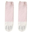 thumbnail image 2 of OVBMPZD Crew Socks for Girls Pink Fuzzy Cat Print Gym Soft Fall Cozy Socks Fun Socks for Women, 2 of 3