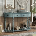 thumbnail image 2 of 52 Inch Console Table, Wood Entryway Table with 4 Storage Drawers and Bottom Shelf, Contemporary Curved Sofa Table for Hallway Living Room Bedroom, Easy Assembly, Antique Blue, 2 of 7