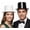 Black and White Hat, variant on PMU Thanksgiving Pilgrim Hat, Black with Silver Buckle, Pack of 1
