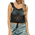 thumbnail image 1 of Camisetas de Tirantes de Crochet de Verano para Mujer, Suéter de Punto Sin Mangas con Cuello Redondo, Chaleco Bohemio con Aberturas. Negro M, 1 of 10