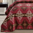 thumbnail image 3 of Southwest Burgundy/Brown/Beige Print Bedspread 3 Piece Microfiber Cabin Lodge Quilt Set- Queen Size Southwestern Bedding (Queen), 3 of 4