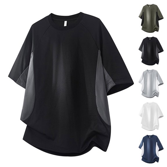 Men's Solid Cool T-Shirts Short Sleeve Crewneck Basic Tee, Moisture Wicking Quick Dry Breathable Summer Shirt, Casual Daily Gym Workout Outfits, Modern Essential | JASKFLY,Black L