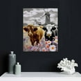 thumbnail image 4 of Nawypu Farmhouse Highland Cow Wall Art Funny Black And White Cow Floral Bathroom Pictures Wall Decor Country Cattle Canvas Print Bathroom Painting Modern Home Decorations Framed Artwork 16x20 inch, 4 of 4
