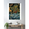 thumbnail image 2 of Giant Wave And Dragon Hiroshige Japanese Retro Art Hokusai Ukiyo-E Poster Wall Art, Modern Wall Decor For Living Room Bedroom, 24x36 UNFRAMED, 2 of 3
