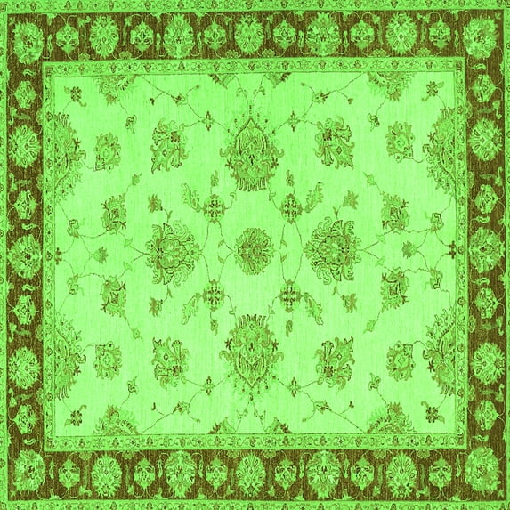 Ahgly Company Indoor Square Oriental Green Traditional Area Rugs, 3' Square