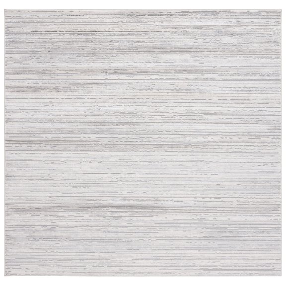 SAFAVIEH Hanna Trinity Striped Area Rug, Ivory/Light Grey, 6'7" x 6'7" Square