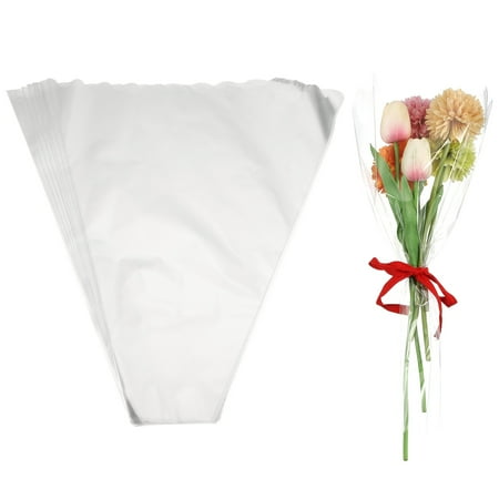 Uxcell Clear Flower Wrapping Bags, Transparent Flower Packaging Bag Waterproof Durable Bouquet Sleeves - Fitting for (Florists/Floral Arrangements Supplies), 16.9x3.9x19.7 Inch & 50Pcs