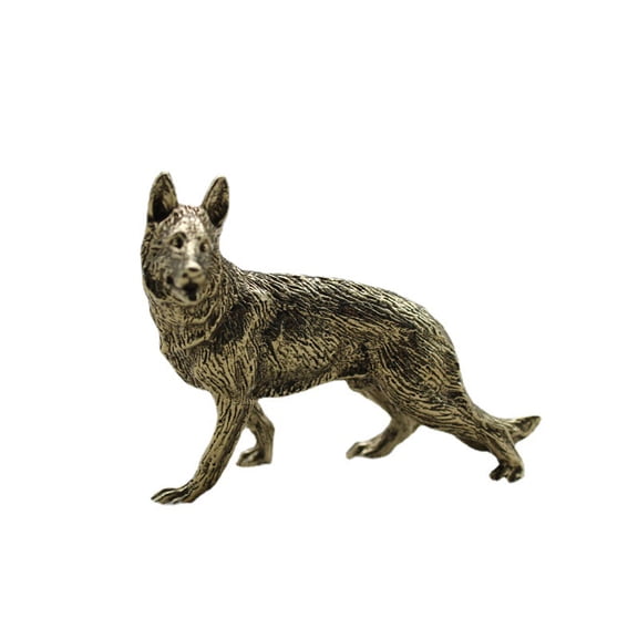 Vintage German Shepherds Dog Statue Ornament Pure Brass Animal Miniature Figurine Living Room Desk Decoration Accessories (Right style)