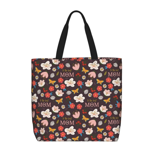 Fotbe To The Best Mom Bolsa Tote con Estampado para Mujer, Bolsos con Cremallera, Bolsa de Hombro Casual de Gran Capacidad con Bolsillos Internos