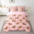 thumbnail image 2 of Castle Fairy Children Teenagers Adults Cartoon Dachshund Twin Bedding Sets 7-Piece,Pink Love Heart Print Bedding Comforter Set Microfiber,Cute Animal Dog Pet Breathable Sheet Sets, 2 of 8