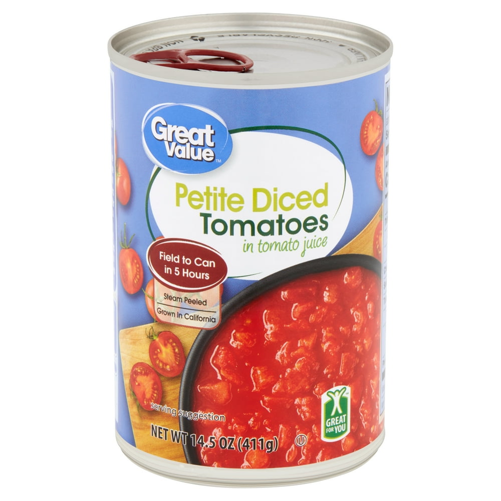 Great Value Petite Diced Tomatoes in Tomato Juice, 14.5 Oz Walmart