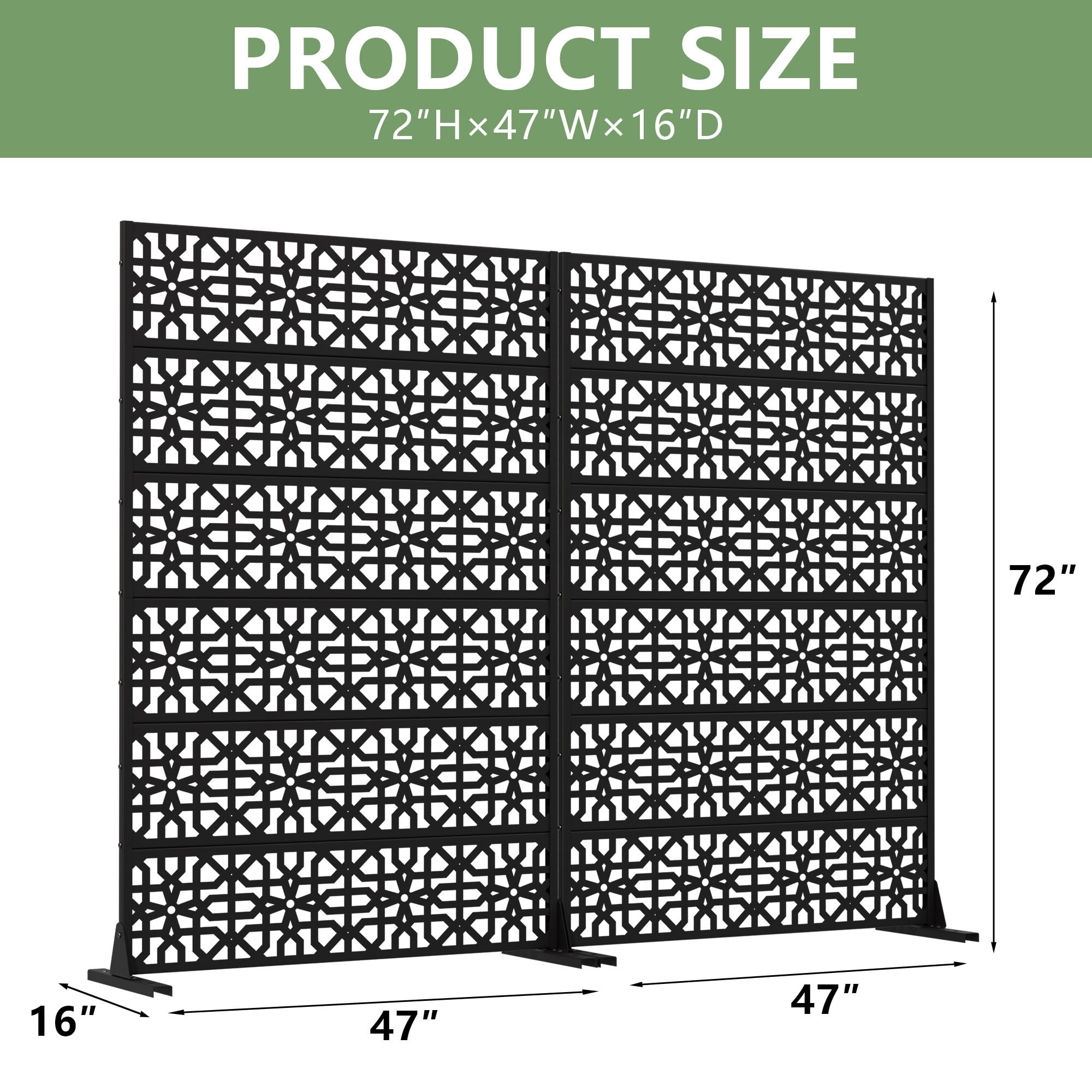 MAYEERTY 72*47in Outdoor Privacy Screen, Sleek Modern Metal Privacy Fence, Pool Privacy Panel for Patio, Balcony, Garden