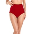 thumbnail image 4 of Sopiago Women Bikini Bottoms High Waisted Swimsuit Bottom Tummy Control Ruched Bathing Suit Bottom for Women Vintage Swim Bottom Tankini Briefs Red,XXL, 4 of 7